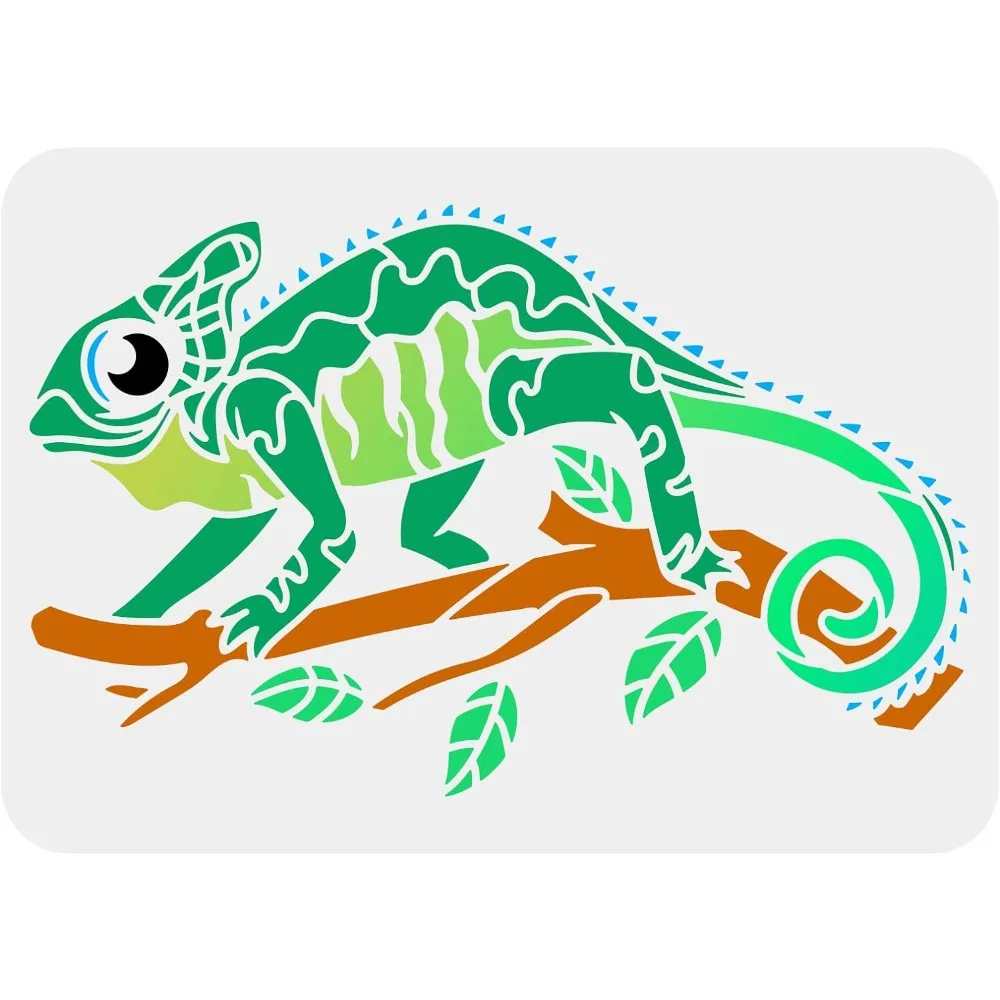 

Chameleon Painting Stencil 8.3x11.7inch Reusable Chameleon Drawing Stencils DIY Art Chameleon Pattern Painting Template