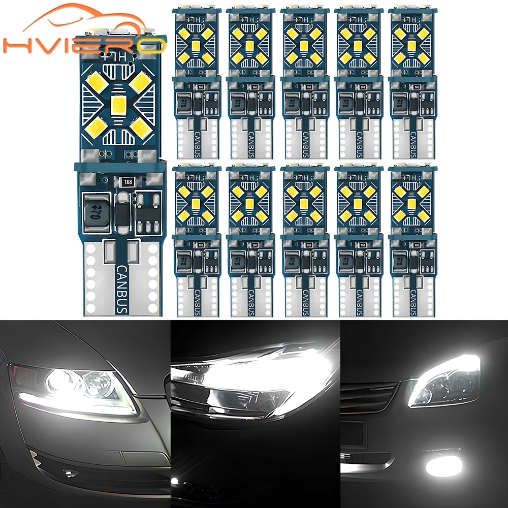 

10pcs T10 W5W 194 Car Turn Signal Parking Light 2016 15smd Auto Wedge Side Brake Tail Bulb Bright Interior Dome Reading Lamp 12V