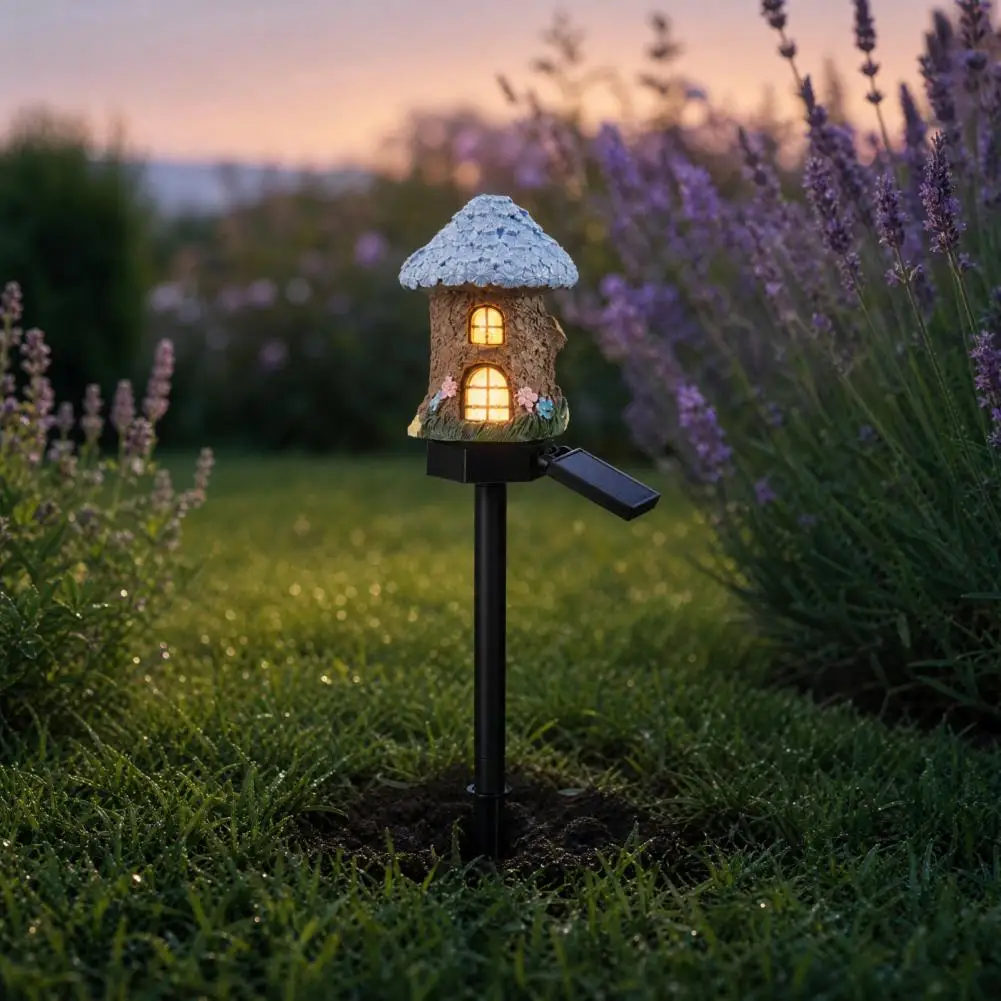 Automatic On/off Solar Lights Solar Mushroom House Light Garden Fairy Tale Cottage Lantern Outdoor Waterproof Solar for Yard