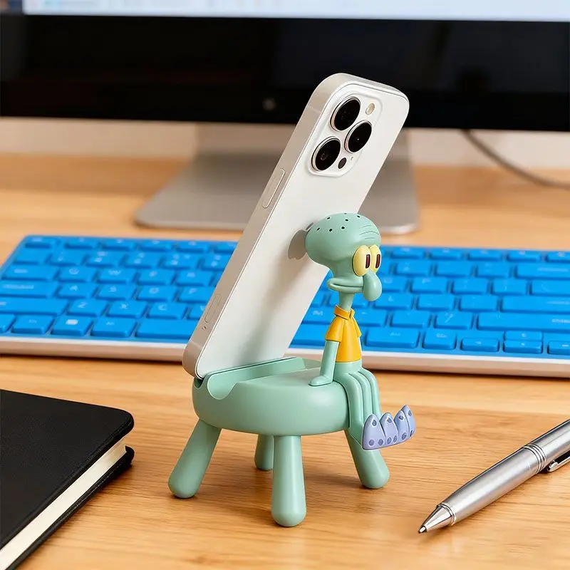 

Kawaii SpongeBobs Squidward Stand Cute Multifunctional Stable Holder for Phone Tablet Dorm Nightstand Desktop Ornament Gift Toys