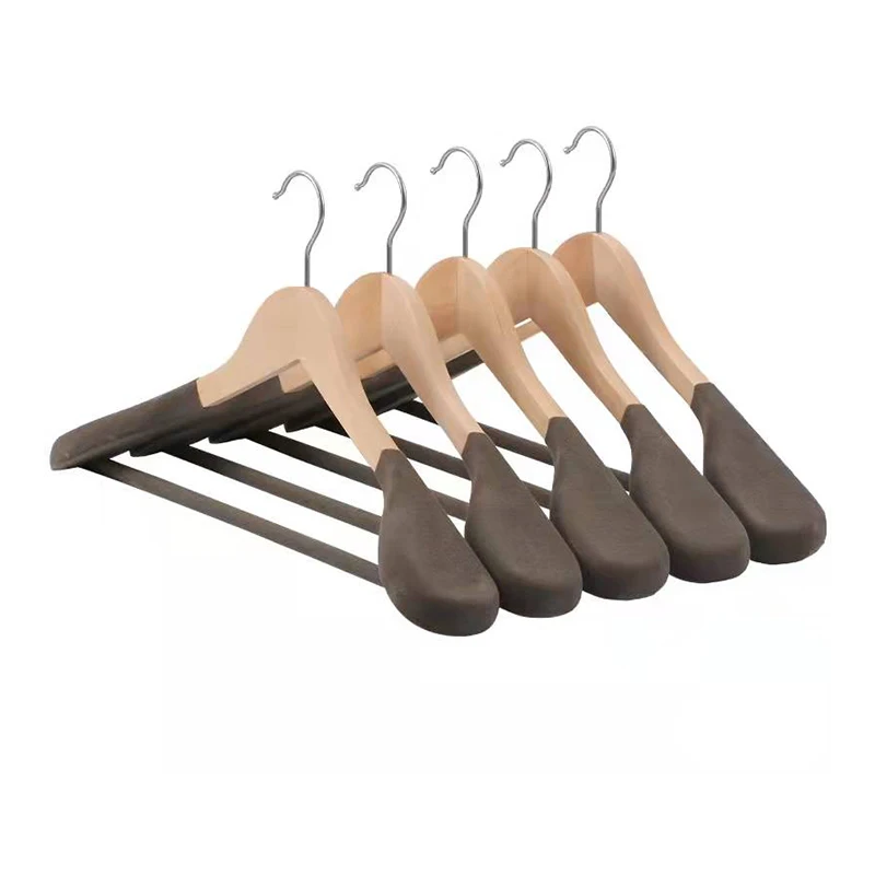 Coat hanger perchas стойка для одежды Luxury Non Slip Velvet Flocking Wide Shoulder Wardrobe Clothes Organizer Wooden Hangers