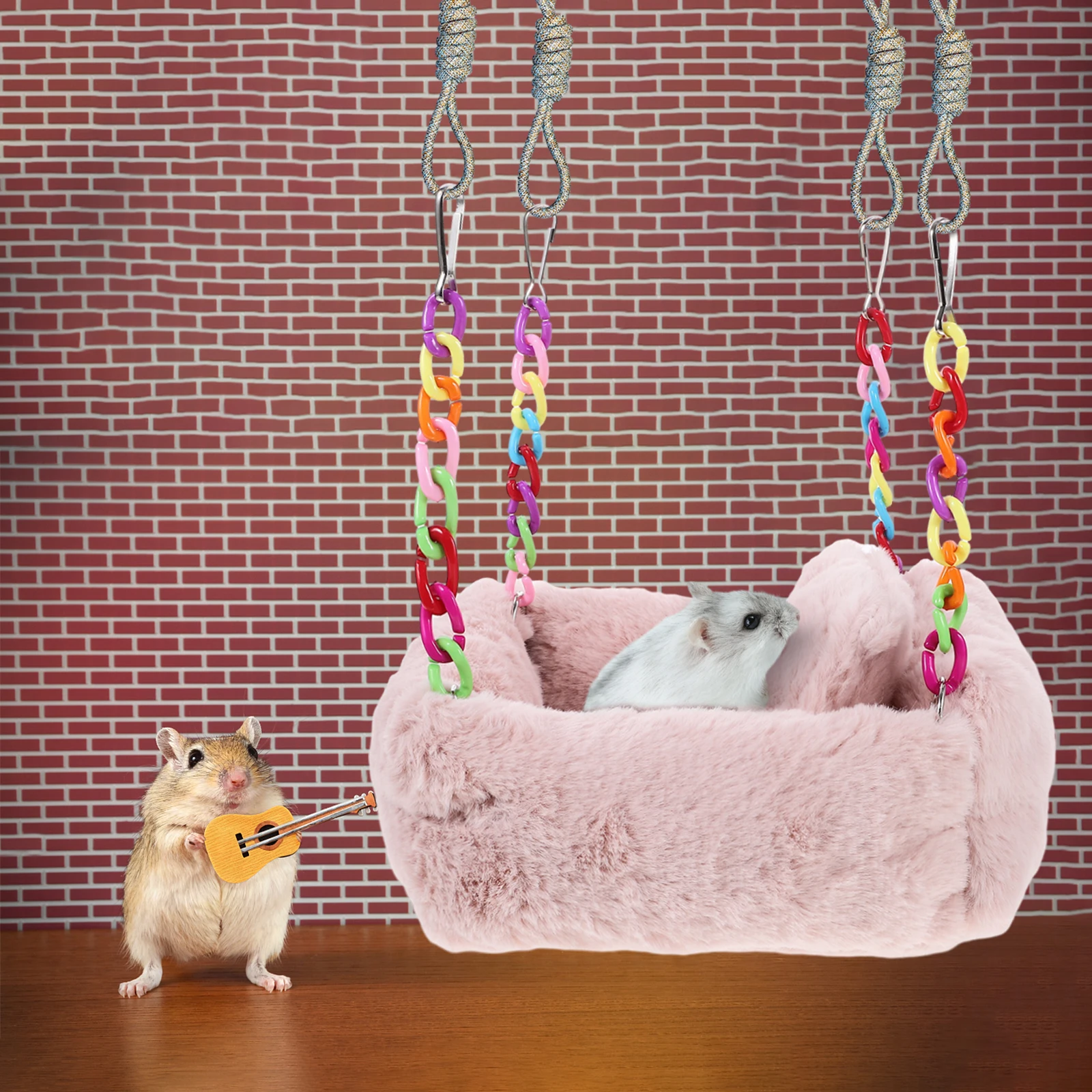 

Cotton Hiding Place Hammock for Rodents Double Layer Guinea Pig Bed Hamster Toy Suspended Cozy Warm Pet Accessories Chinchilla