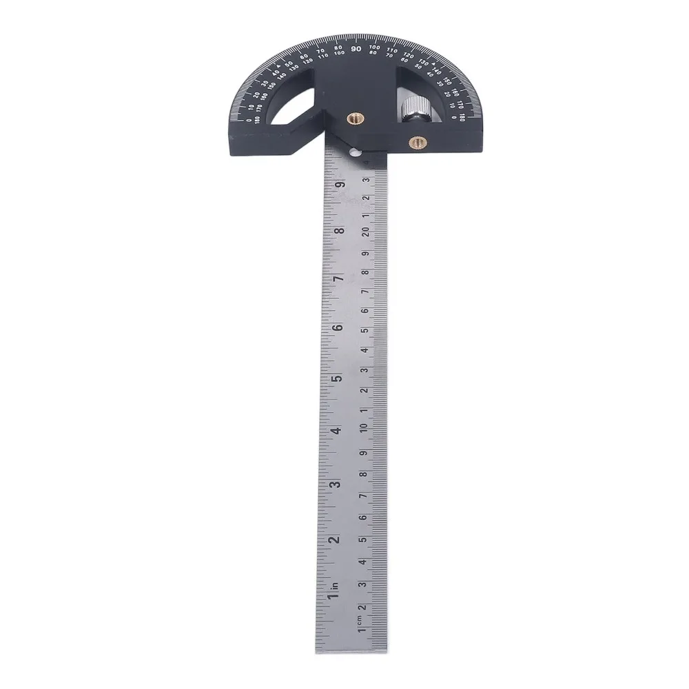 12-Inch Angle Protractor Stainless Steel 0-180 Degrees Carpentry Angle Ruler Silver Adjustable Protractor Square Woodworking