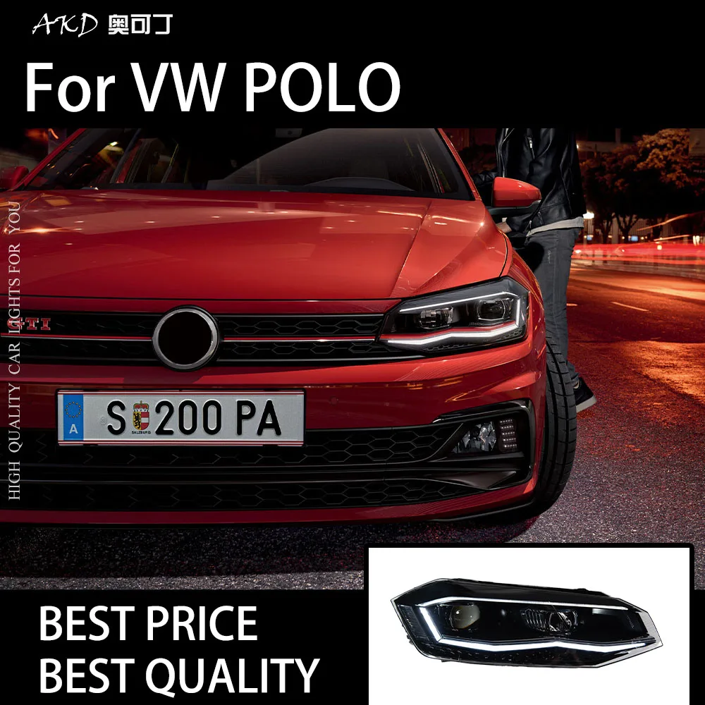

AKD Car For VW Polo 2019-2022 Headlight DRL Hella 12V H7 LED Bi Xenon Bulbs Fog Light Tools 2 PCS POLO halogen Cars Accessories