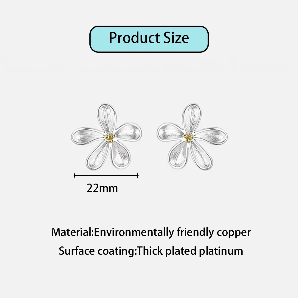 French 925 Silver Needle Exaggerated Irregularity Wire Drawing Flower Stud Earrings For Women Hiphop Plant Fashion Jewelry