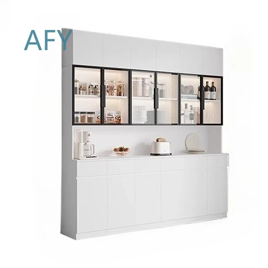 Side Cabinet for Modern Living Room Storage Wine Cabinet Solid Wood Wall Mounted High Capacity Minimalist Home Organizer