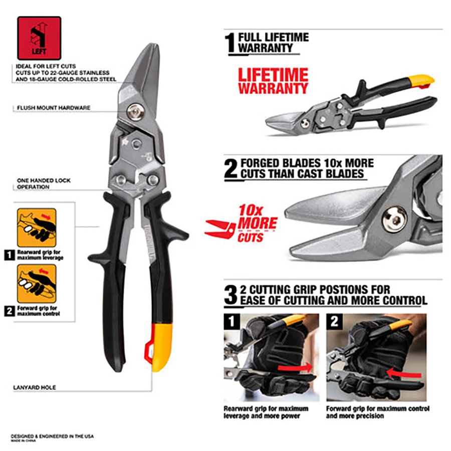Imagem -02 - Toughbuilt-tesoura de Aviação Alumínio Plástico Estanho Ferramentas Manuais Tb-h460-l Tb-h4-60-r Tb-h4-60-sl Tb-h4-60-sol Aço Inoxidável