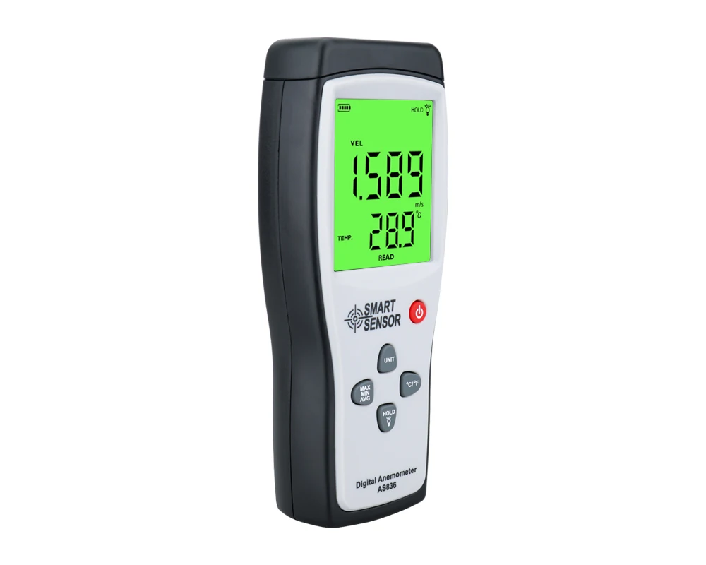 Anémomètre numérique SMART GENSOR AS836, jauge de débit d'air, compteur de vitesse du vent, température 0.3-45, anémomètre mumental, capteur de vent