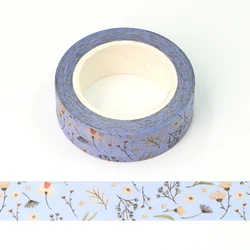 NEW Spring 1PC. 10M Decorative Light Blue Floral Washi Tape DIY Scrapbooking Planner Adhesive Masking Tape Kawaii Stationery