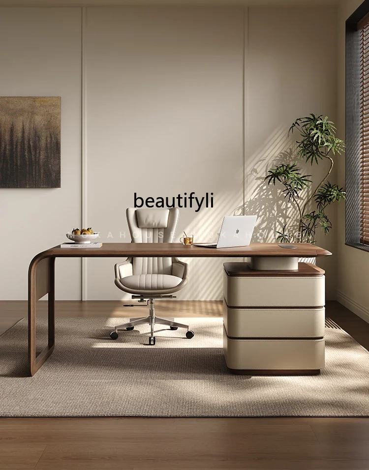 

A57 Medieval style desk study household walnut solid wood high-end ash wood office tables and chairs