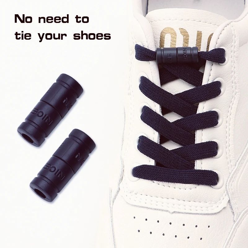 New Capsule Lock Shoelaces Elastic Laces Sneakers No Tie Shoe Laces Without Ties Kids Adult 0.6cm Flat Shoelace for Shoes 1 Pair