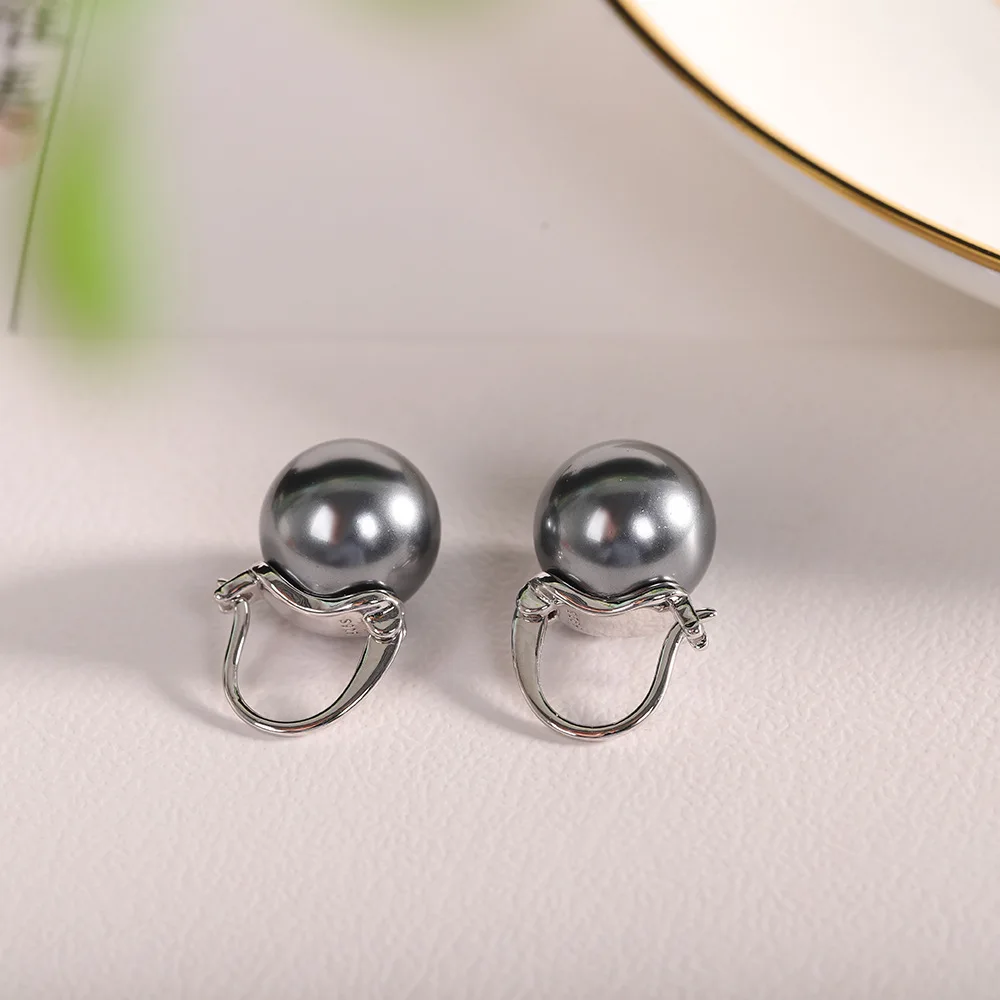 Uglyless Natural Shell Pearls Hoops for Women Simple Fashion Lantern Shaped Heavy Earrings Gold Plated 925 Silver Brincos Balls