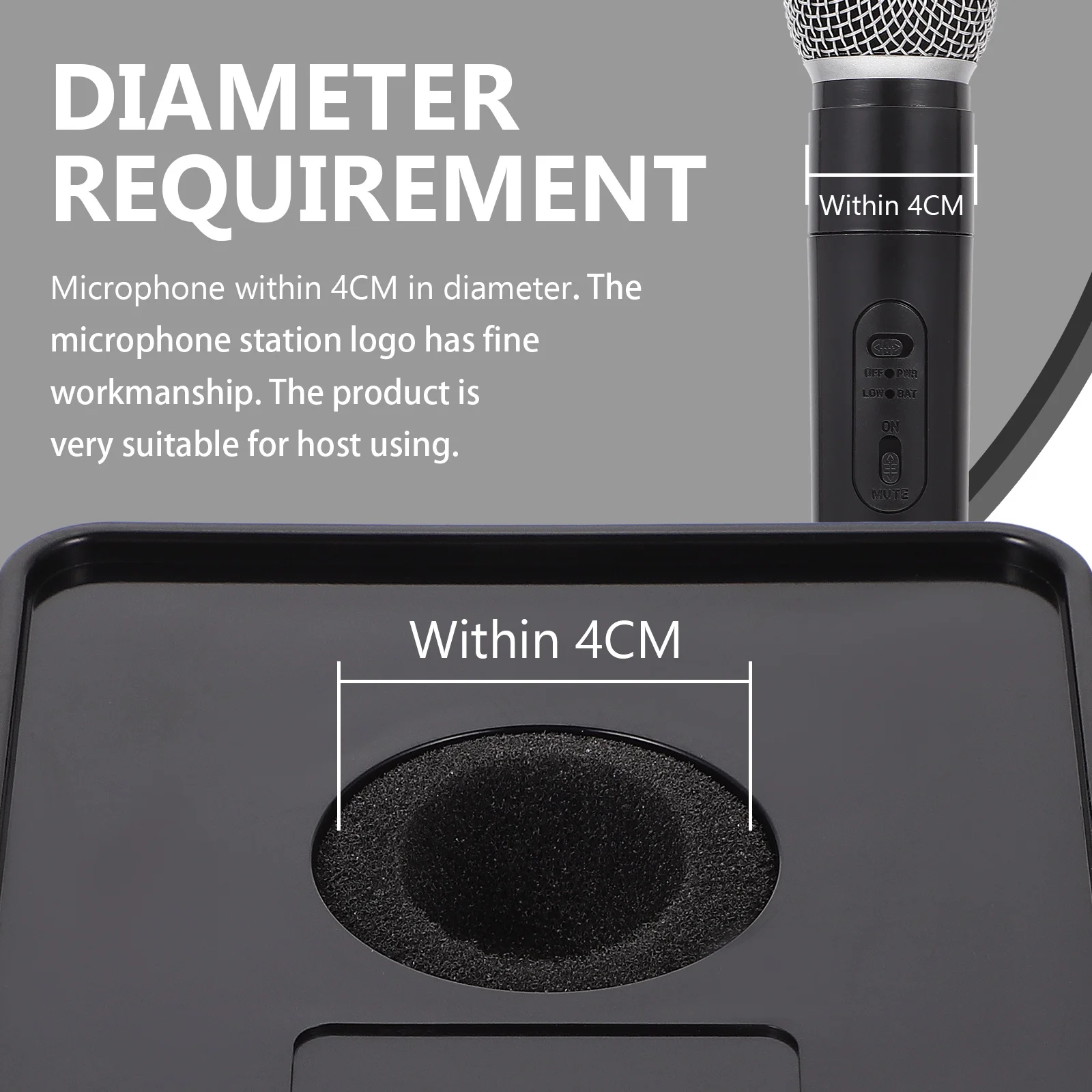 

Acrylic Standard Mic Mark Microphone Logo Station The Sign Abs Flag Holder for Interview
