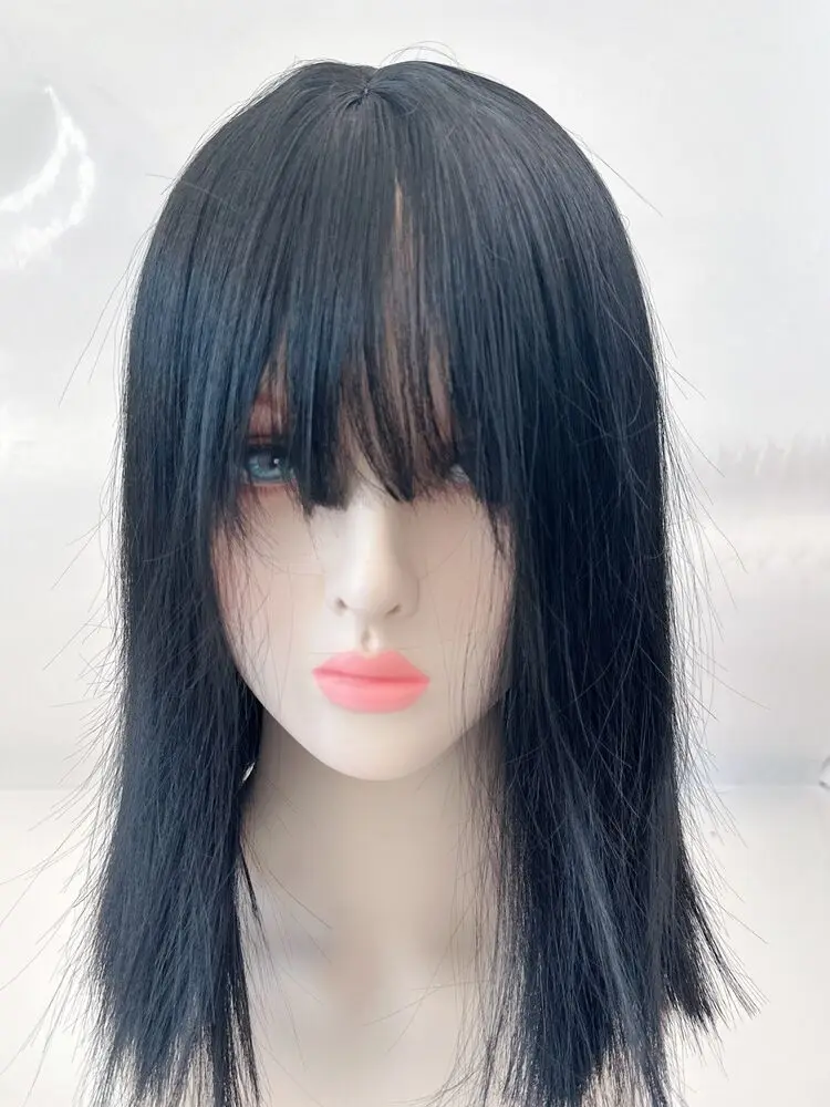 Women Party Fringe Black Natural Look Medium Short BOB Straight Hair Wigs