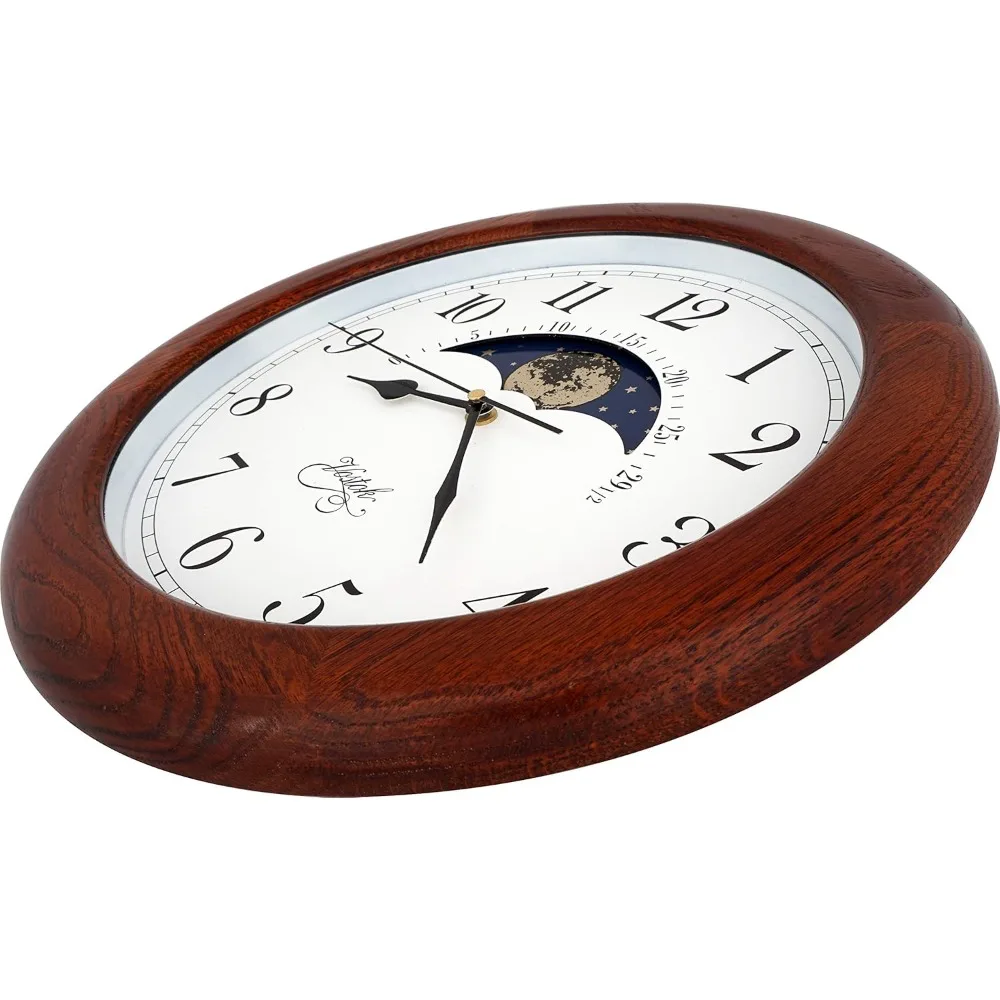 นาฬิกาแขวนผนังแบบกลไก 14 นิ้ว ทำจากไม้โอ๊คแท้ พร้อมเข็มวินาทีแบบเคลื่อนที่เรียบ ดีไซน์สวยงาม เหมาะสำหรับตกแต่งบ้านและเป็นของขวัญ