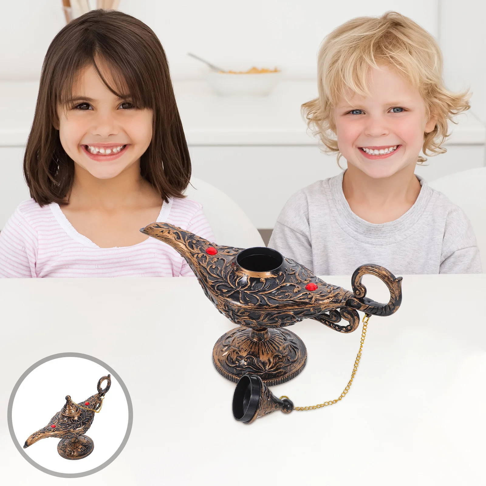 

Vintage Arabian Lamp Design Birthday Holiday Table Centerpiece Party Decoration Arabian Costume Prop Retro Lamp Statue