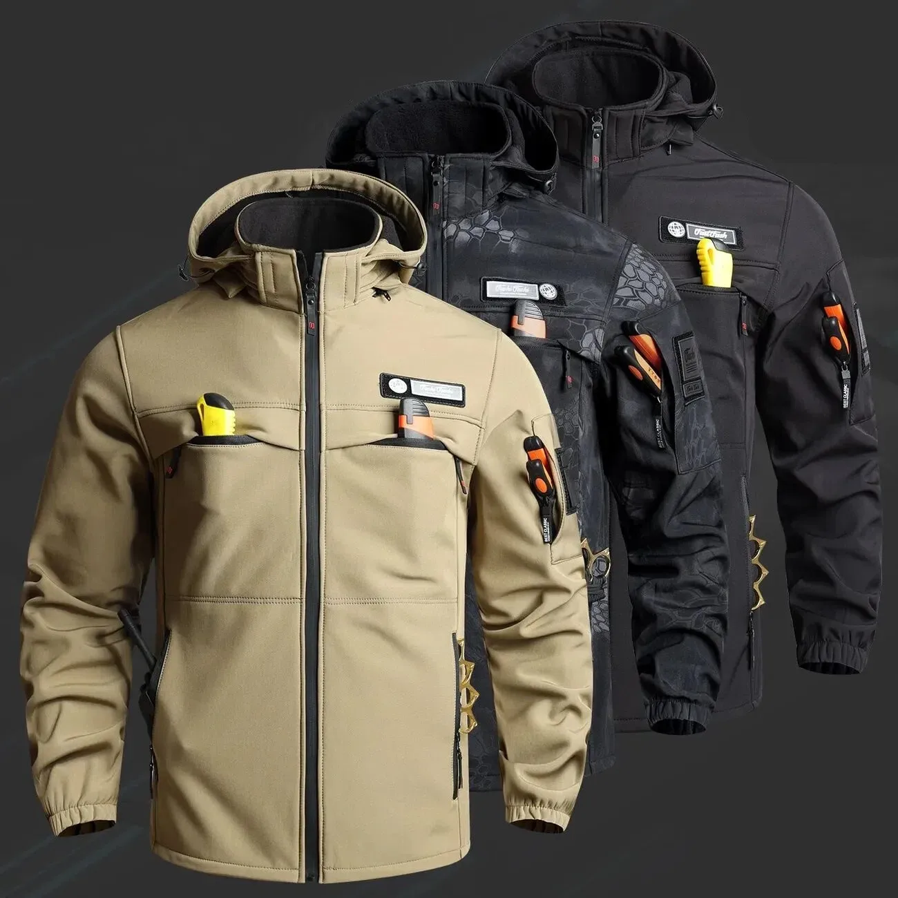 Thickened Fleece Jacket Men Winter Outdoor Training Windproof Waterproof Mountaineering Clothe Warm Wear-resistant Work Suit