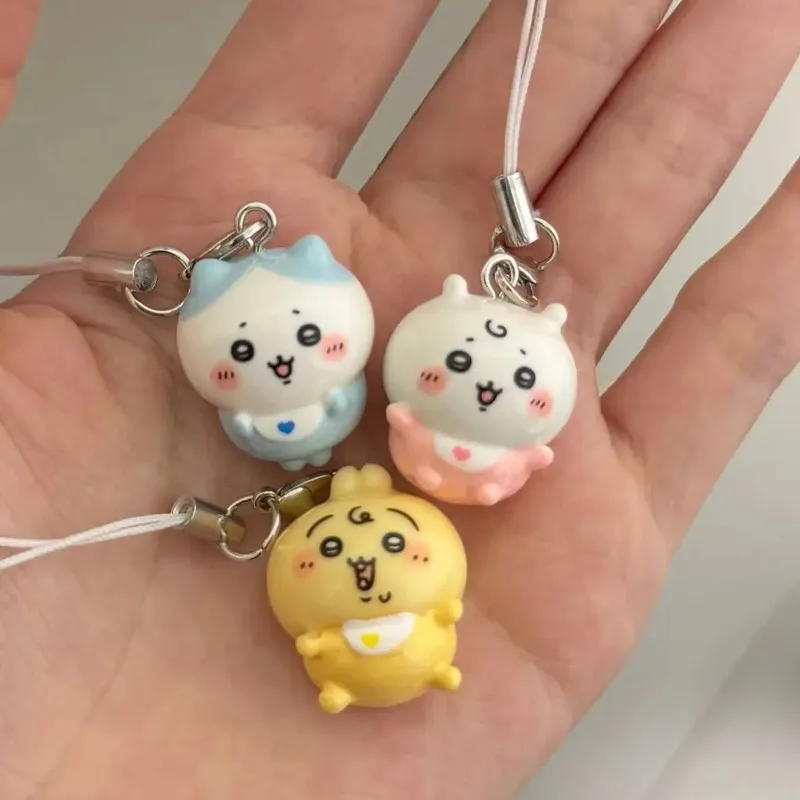 Chiikawa Hachiware Momonga Resin Keychain Phone Strap Charm Kawaii Baby Swaddle Ornament Gift Girls Cartoon Mini Pendant view 5