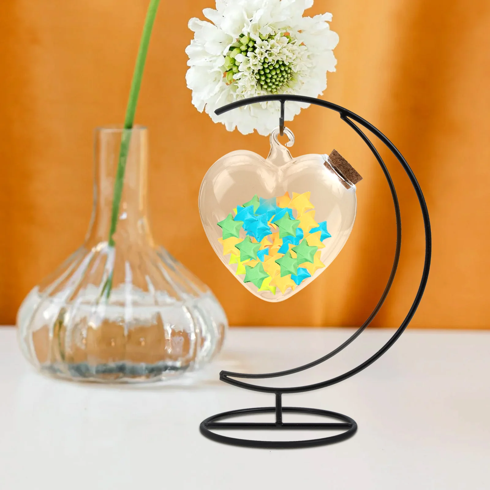 

1Set Creative Gift Wishing Bottle Easy to Use for Plants Container and Origami Star Holder Heart Jars Landscape Bottle