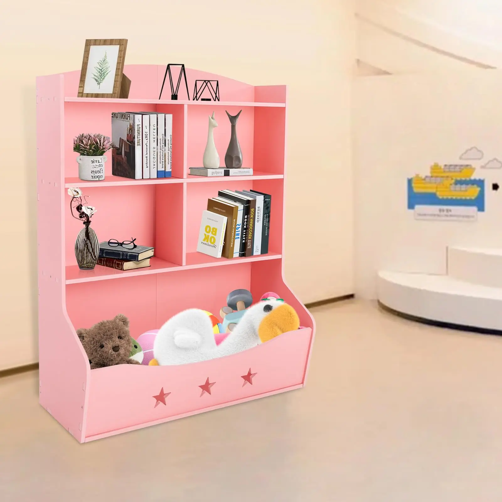 منظمو ألعاب الأطفال والتخزين، خزانة كتب للأطفال من 3 طبقات ورف كتب، رف عرض منظمة منزلية للعب الحضانة #3