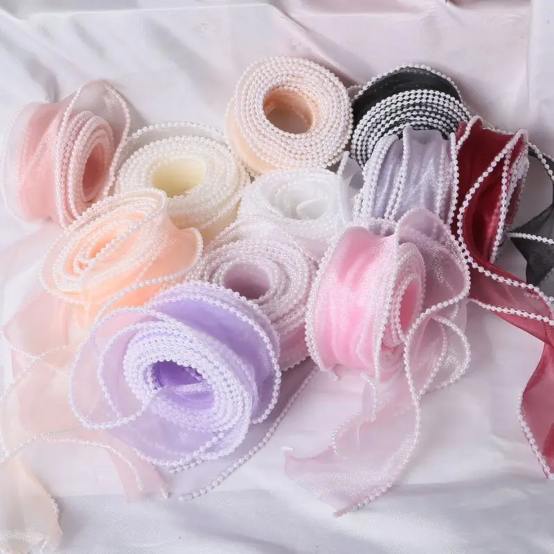 Pearl Fish Tail Cake Floral Art Handmade DIY Wave Bow Flower Bouquet Packaging Ribbons