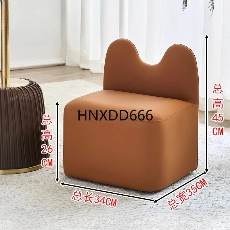 Casa high-end sala de estar luxo sapato mudança fezes com encosto footstool sofá fezes de cabelo