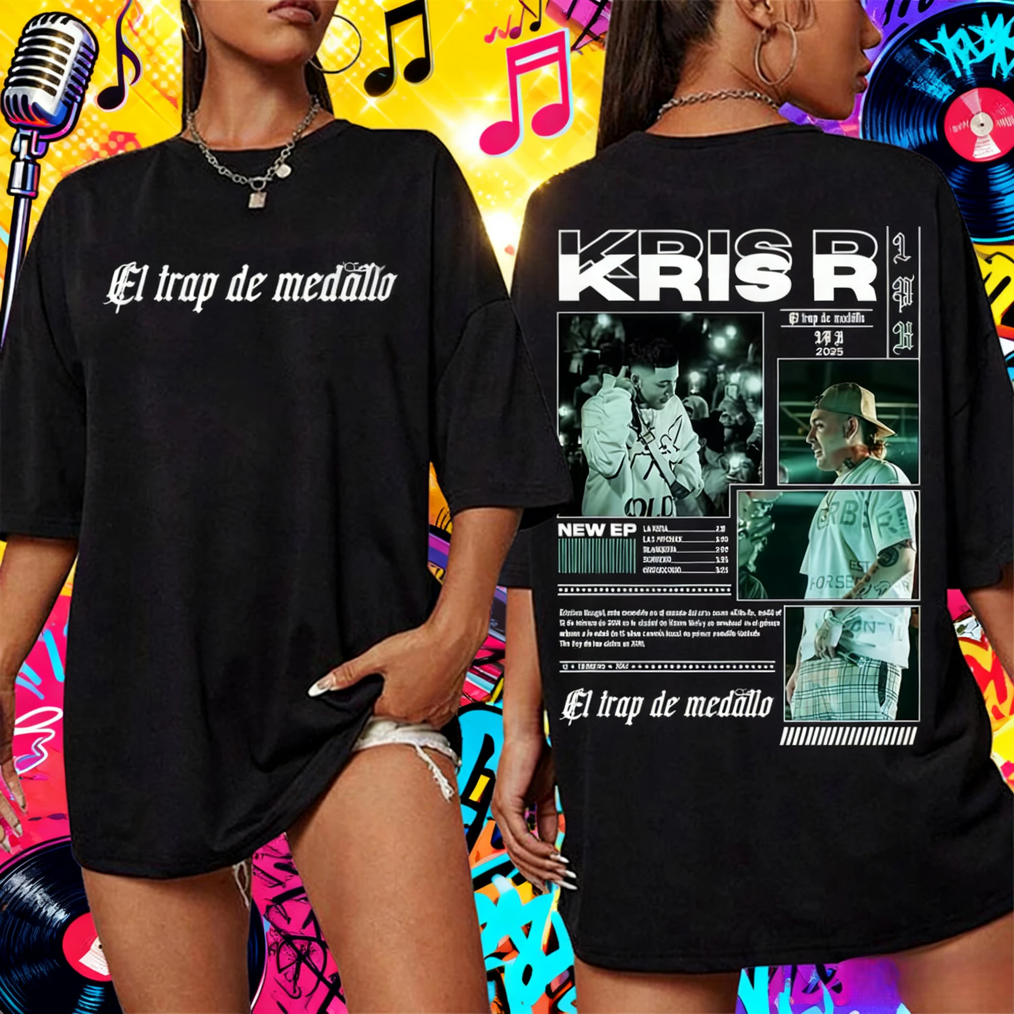 

2025-26 Summer Rapper Kris R Trap Medal T-shirt 2025 Tour Hot-selling Printed Cotton T-shirt Fashion Retro Hip-hop T-shirt