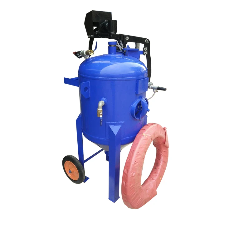 Wheel Movable Sand Blast Tank Pneumatic Sandblaster Equipment Metal Surface Derusting Polishing Machine