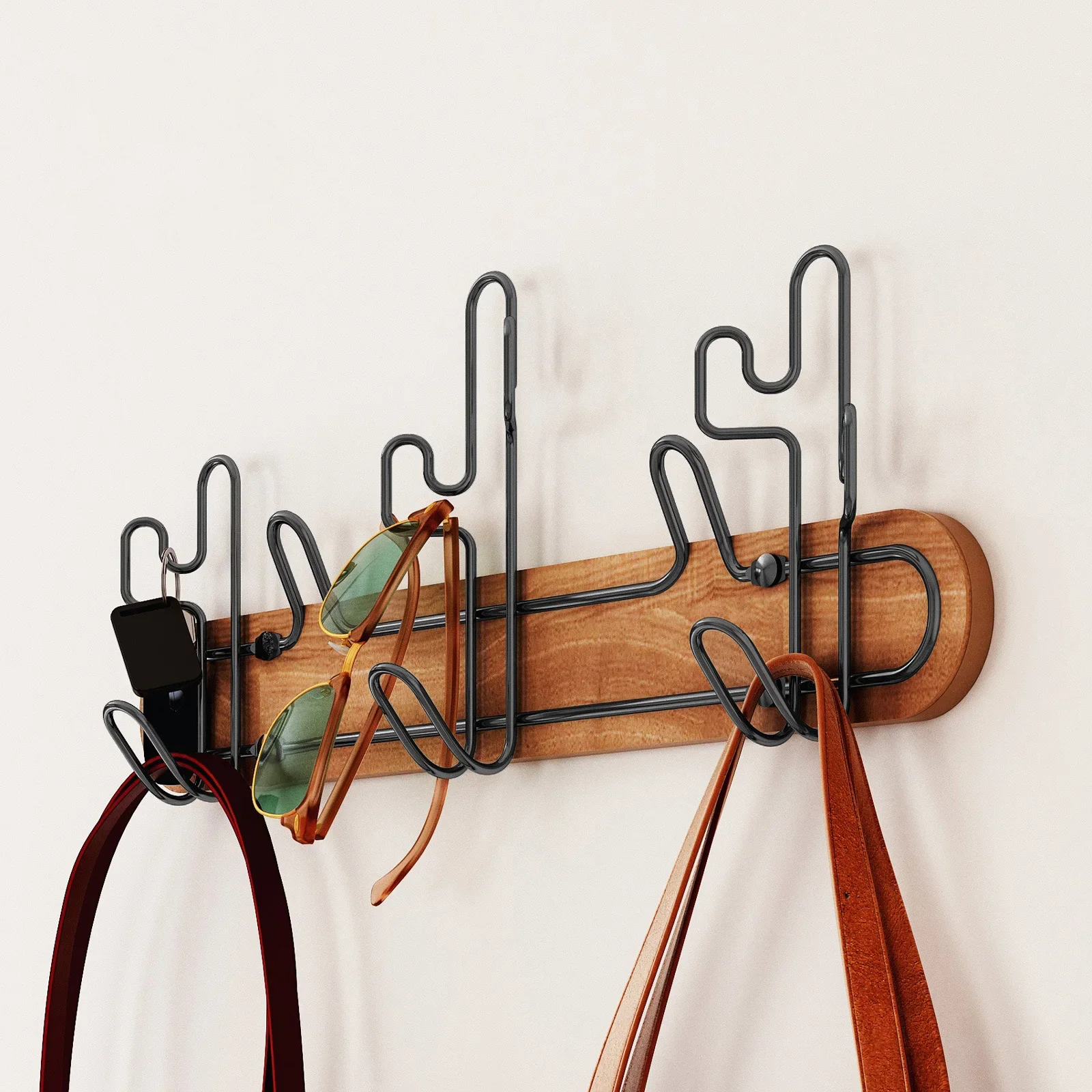 

Nordic Style Creative Coat Rack Cactus Stainless Clothing Rail Entrance Hat Towel Robes Cactus Wooden Hanger Perchero Furniture