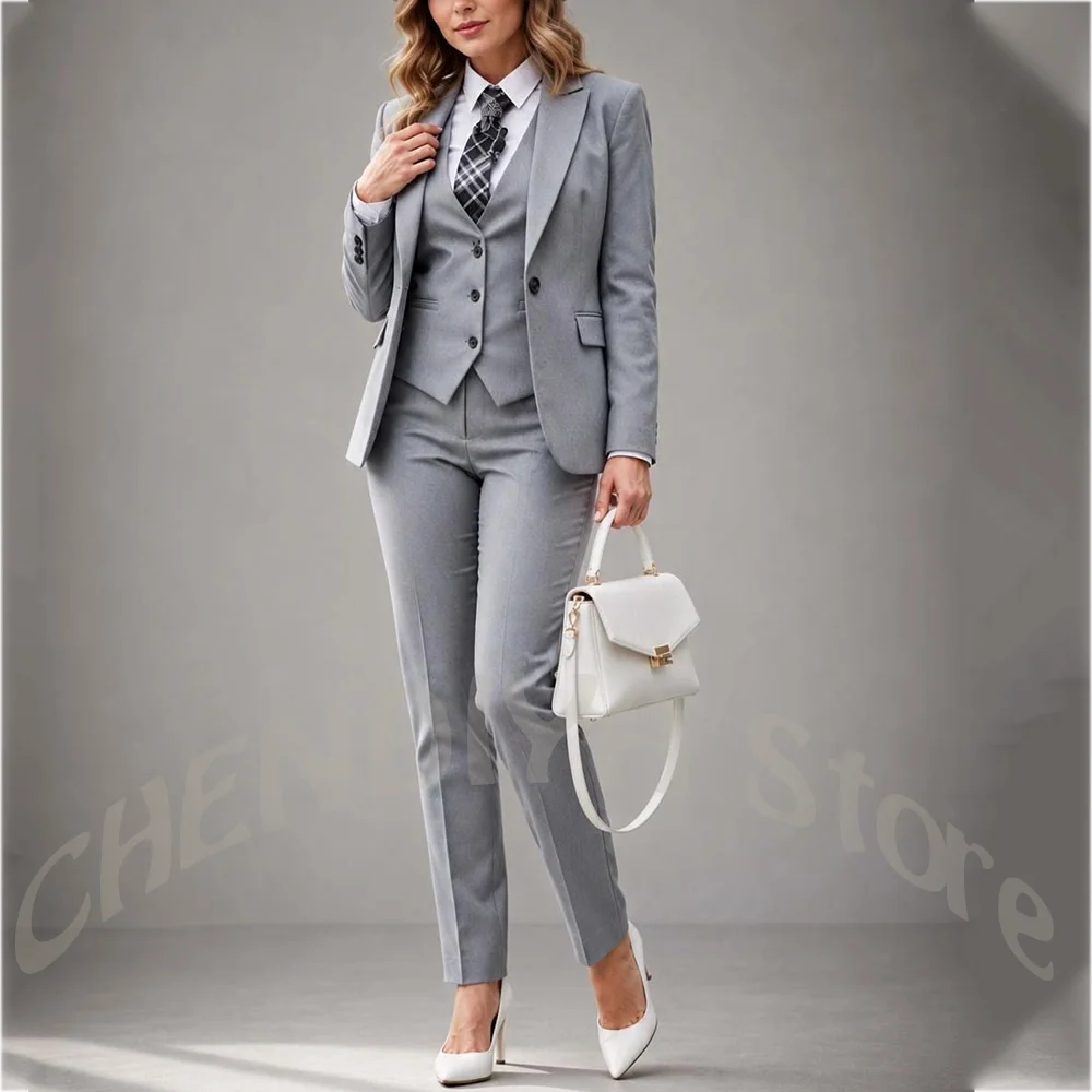 

Exquisite Women Suit Three Pieces Luxury 2026 Fashion Peak Lapel Single Breasted Outfit Slim High Quality Female Suit Set