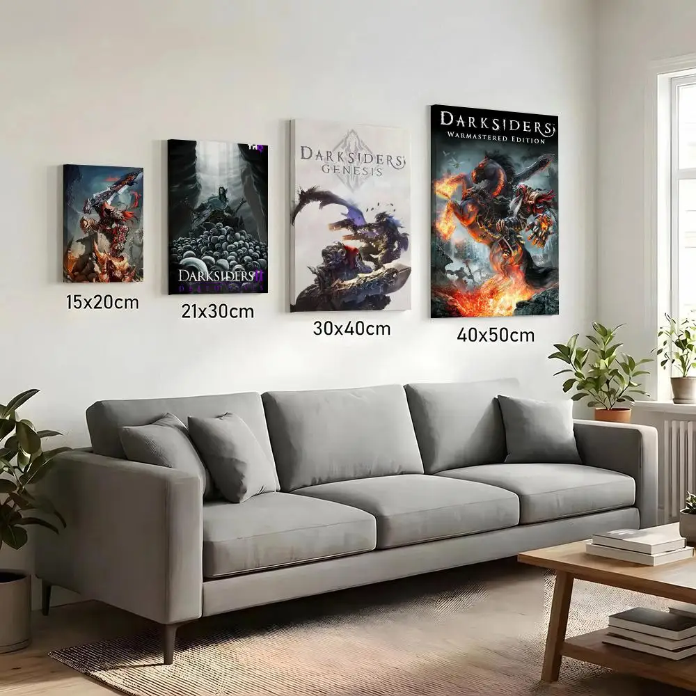 D-Darksiders Game Painting Calligraphy HD Canvas Print Poster Wall Art | Optional Frame | Modern Hallway Decor