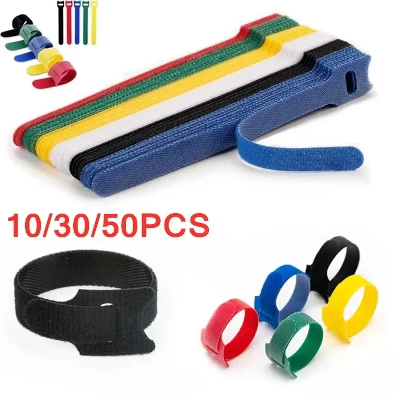 10/30/50pcs Multi-functional Detachable Cable Ties USB Cable Organizer Reusable Cable Ties Nylon T-type Cable Tie Winder Bandage