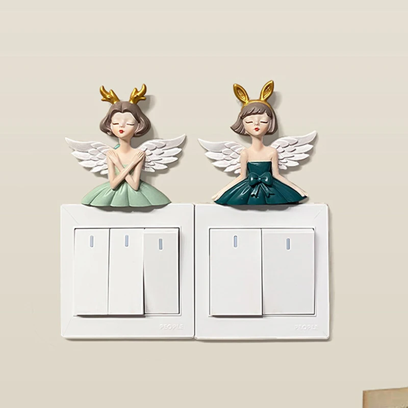 

New creative angel girl 3d switch stickers home living room wall decorations outlet decoration refrigerator stickers