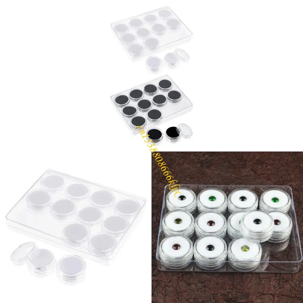 

12 Slot Acrylic Transparent Round Gemstones Display Tray With Soft Foam Protective Jewelry Storage Case For Loose Diamonds 066C