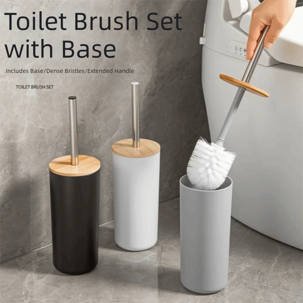 Anti Drip Toilet Brush Set Long Handle Nordic Style Toilet Scrubber Comfortable Grip Standing Base Toilet Rim Cleaner Brush