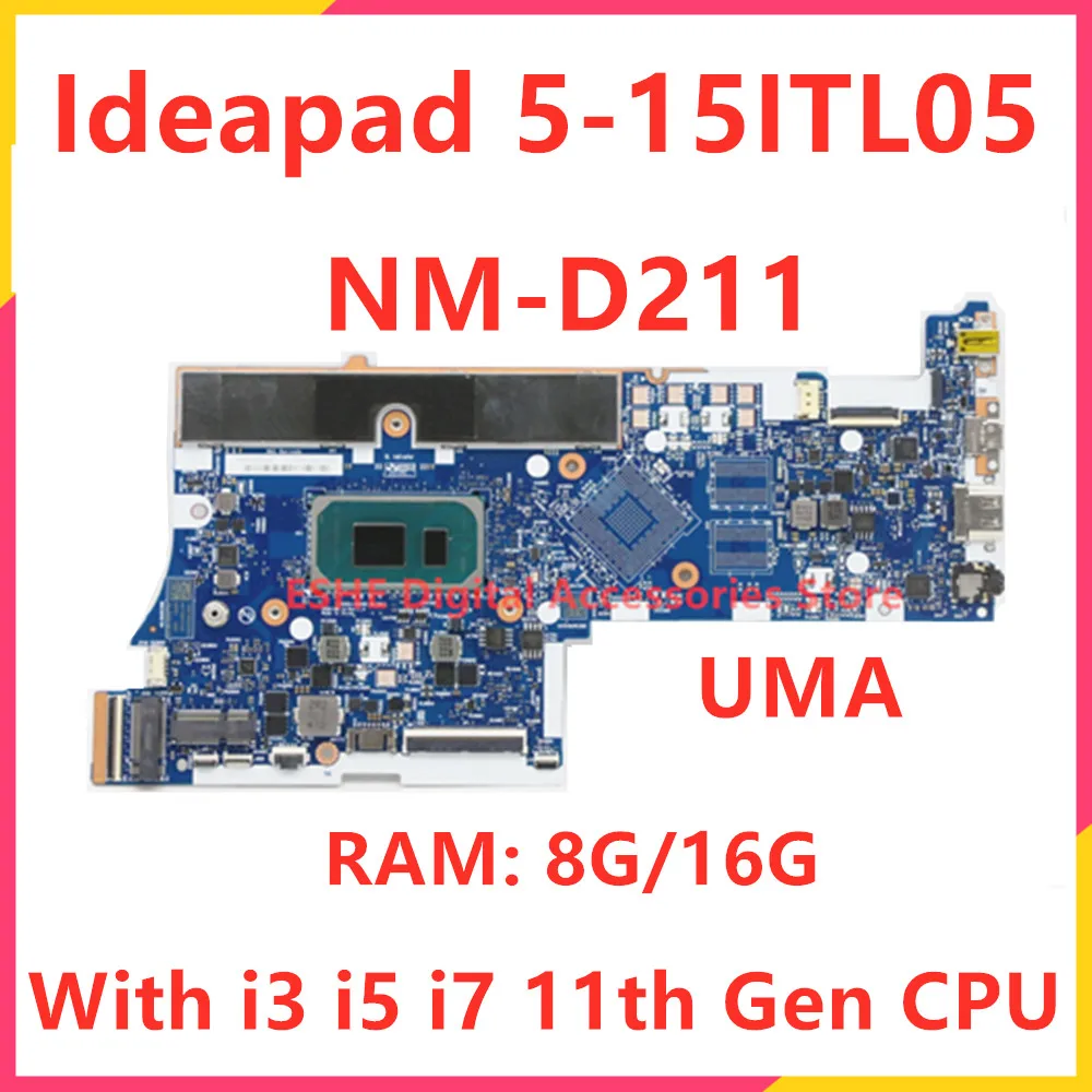 NM-D211 For Lenovo Ideapad 5-15ITL05 Laptop Motherboard 5B20Z53366 5B20Z53369 5B20Z53370 With i3 i5 i7 11th Gen CPU 100% test OK