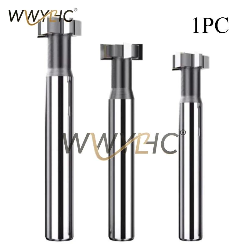 T-shaped Milling Cutter with Alloy Embedded Trapezoidal Blade Straight Shank Tungsten Steel Hard Groove Cutter