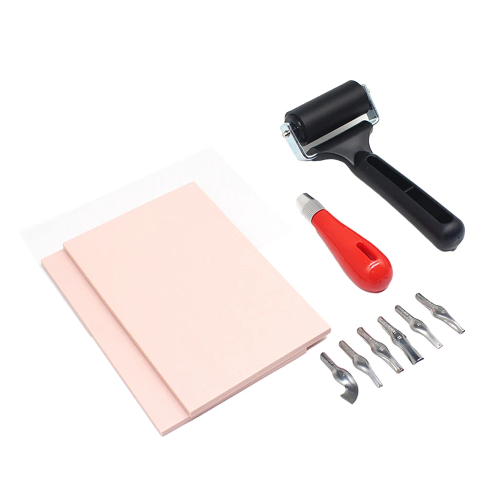 

Scroll Wheel With 6 Blades Linoleum Cutter Art Tools Professional Rubber Stamp Rubber Tiles Making Kit Plastic