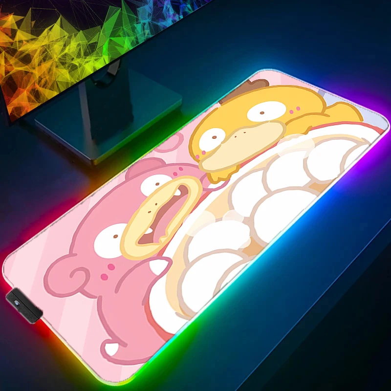 RGB Large Mouse Pad Backlight Office Pokemon Pikachu Desk Mats PC Gaming Accessories XXL LED Mouse Pad Laptop Keyboard Mat