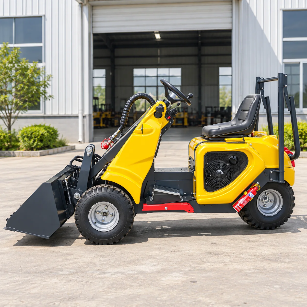 NICOSAIL Compact Petrol Loader Three Wheel Mini Loader with Bucket for Landscaping Property Maintenance and Garden Work