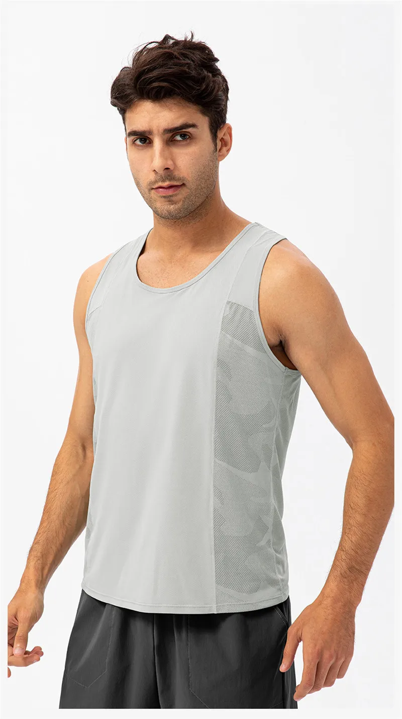 Men's Printing Stitching Sports Vest Loose Yoga T-shirt  Fitness Vest Comprehensive Training Jogging Quick-drying And Breathable