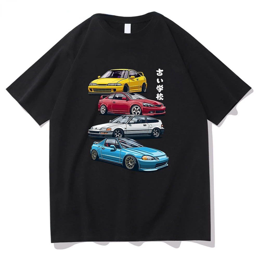 Funny Classic Initial D T Shirt Men Harajuku T-Shirt Unisex Hip Hop GTR Vaporwave JDM Car Print Tshirt Casual Daily Tee harajuku