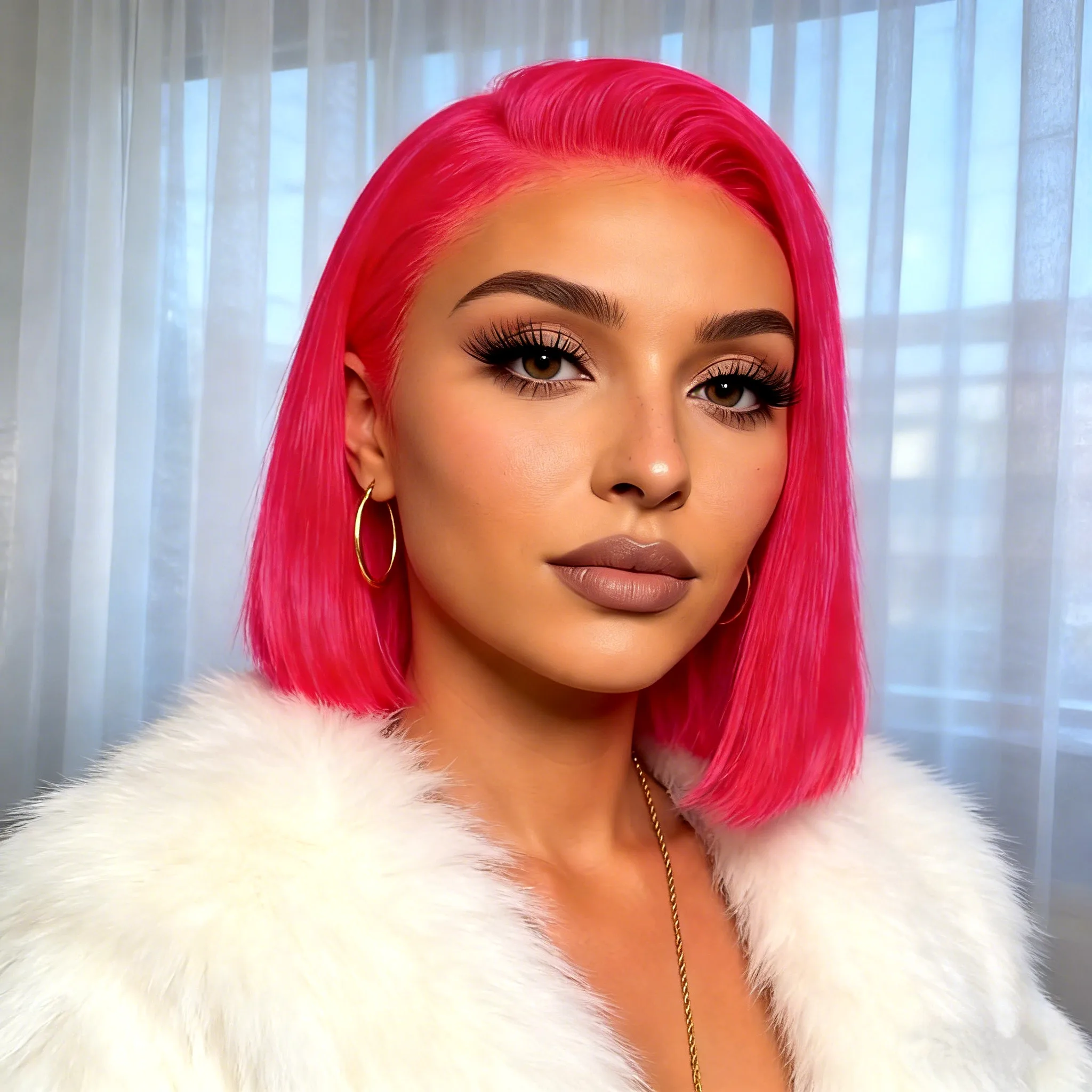 

Короткий прямой парик-боб ярко-розового цвета, 13x4, с фронтальной кружевной вставкой, из натуральных волос, для женщин, для повседневного использования и вечеринок.