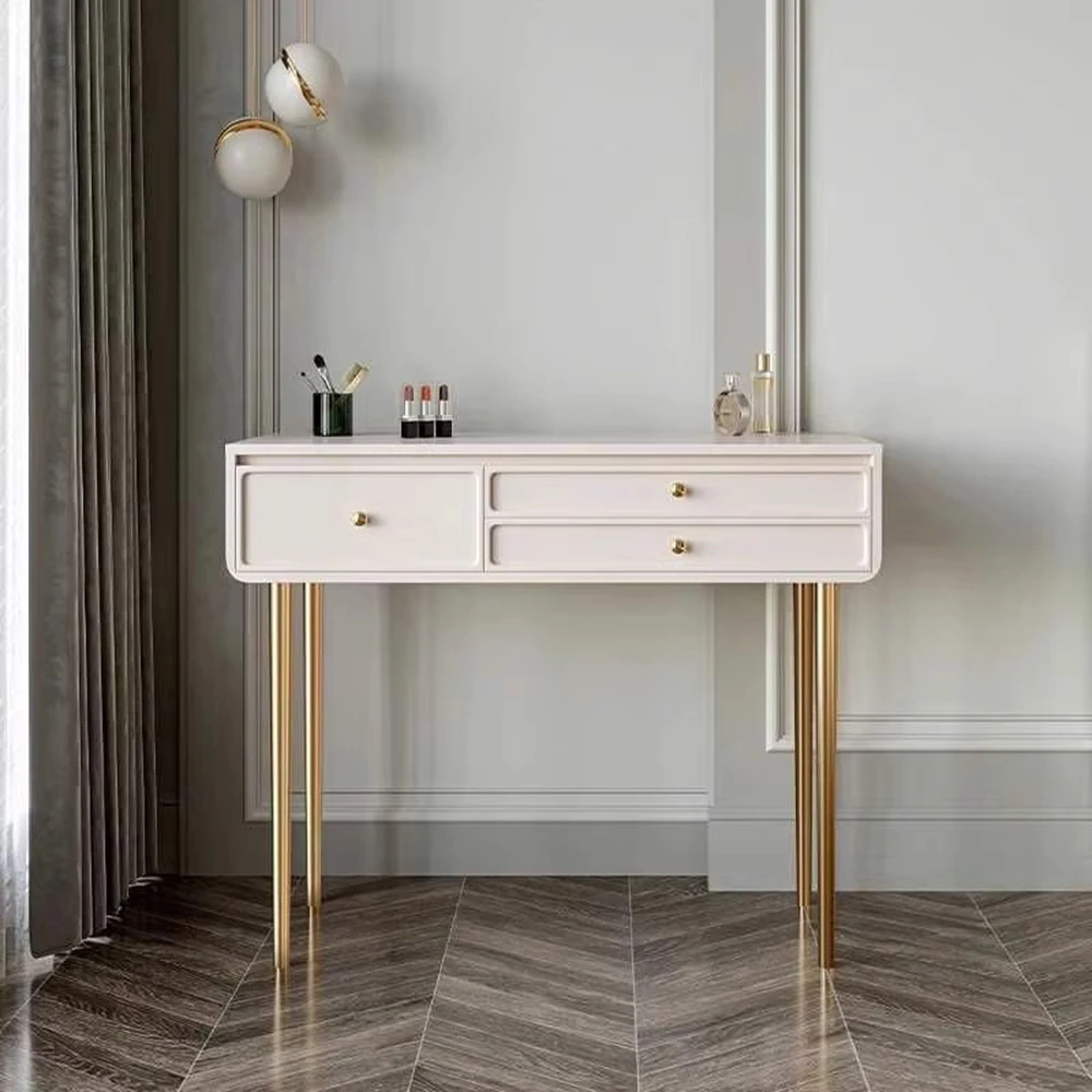 

European Items Box Dressing Table Chair White Gold Kids Bedroom Dressing Table Mirror Lights Coifeuse Chambre Home Decoration