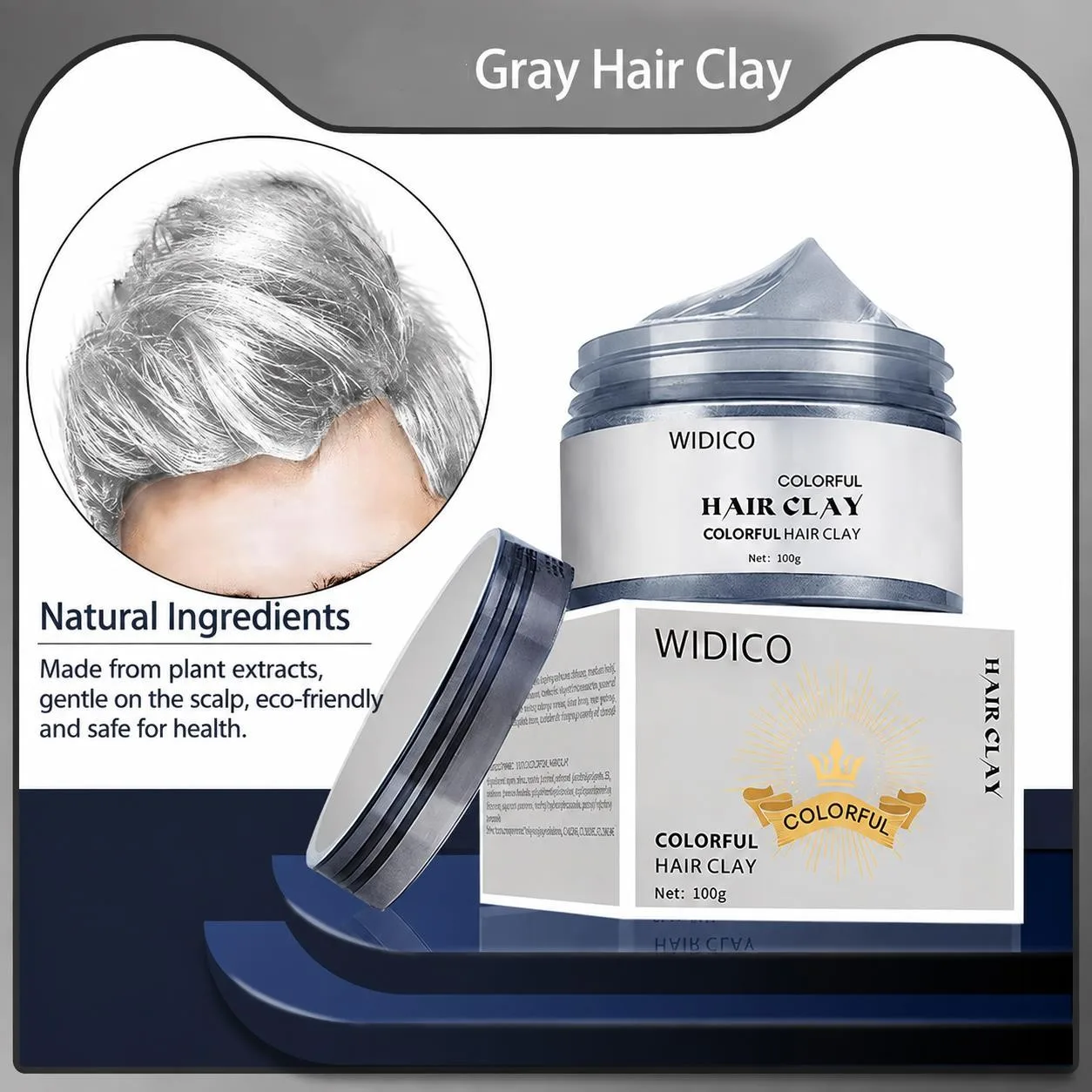 Gray Hair Color Wax 10 Colors Disposable One-Time Use Washable Hair Dye Cream for Party Cosplay DIY Hair Styling