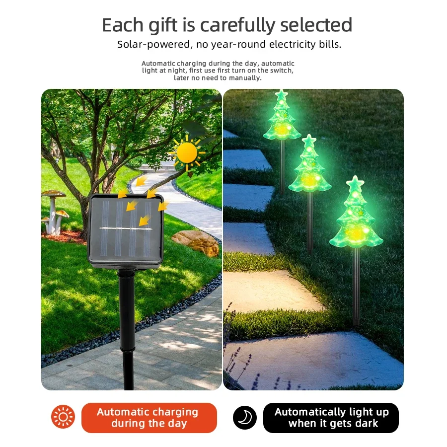 LED Ground Inserted Christmas Tree Shaped Courtyard Lawn Decoration Holiday Christmas Tree Flower Lights String Atmosphere Light