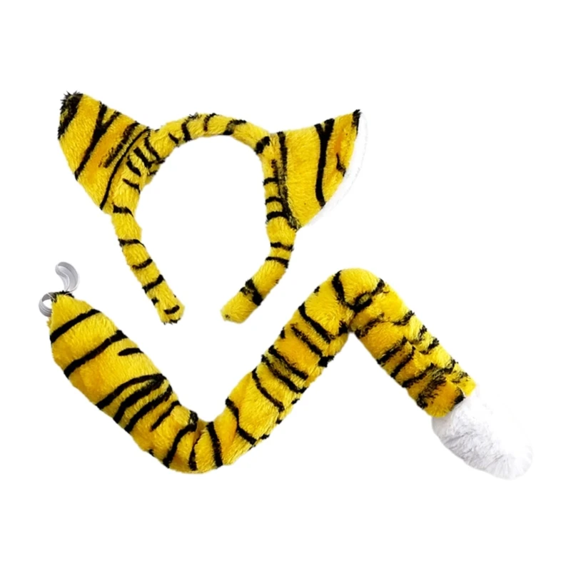 Tiger-Kostüm-Zubehör-Set – Tiger-Ohr-Stirnband, Schwanz, Halloween-Cosplay-Requisiten