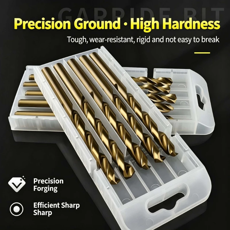 Straight Shank Twist Drill Bits Set, Multi‑Function Alloy Drill Bits Assortment, Special for Stainless Steel Drilling