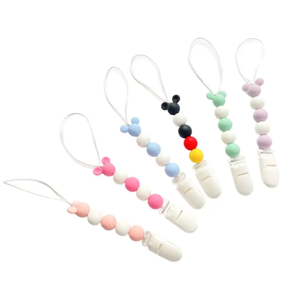 Clip per ciuccio per mouse in silicone senza BPA Catena antigoccia per neonati Dispositivo anti-smarrimento per succhietto per capezzoli per neonati
