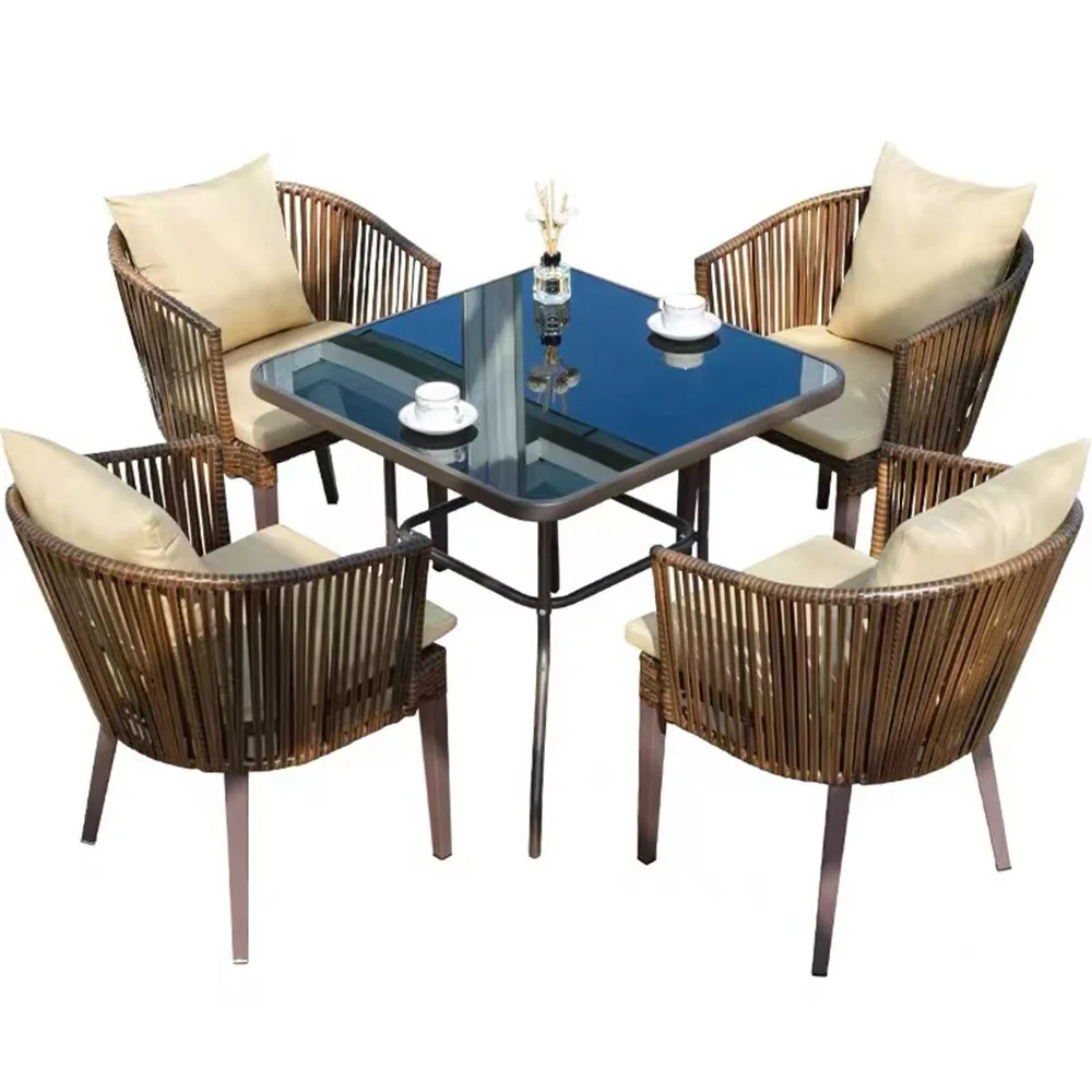 

PE woven rattan chair leisure terrace anti-corrosion outdoor balcony plastic wood Outdoor table and chair courtyard villa garden